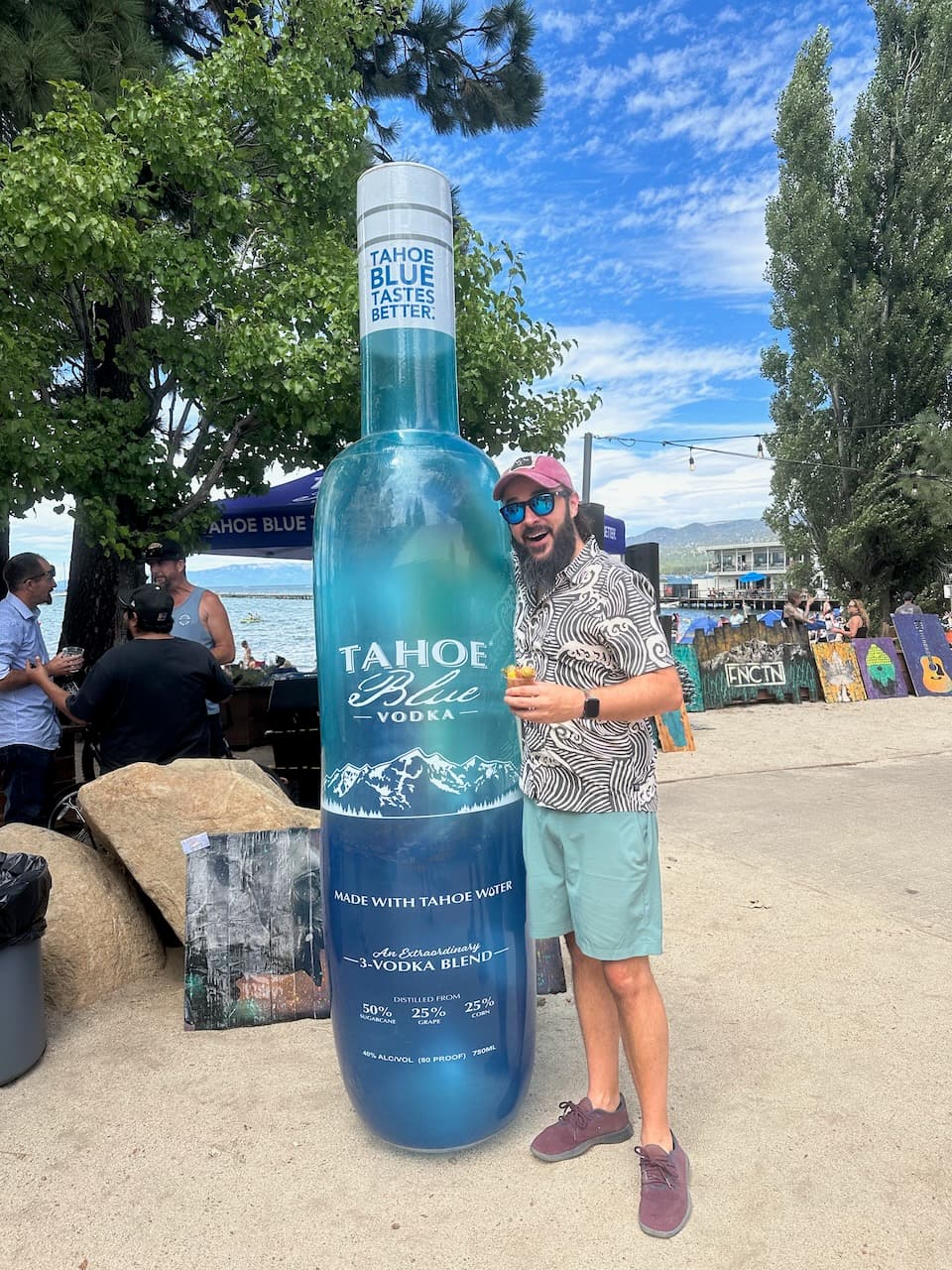 Shawn was delighted by this Tahoe Blue prop, the sponser of the annual bloody mary contest